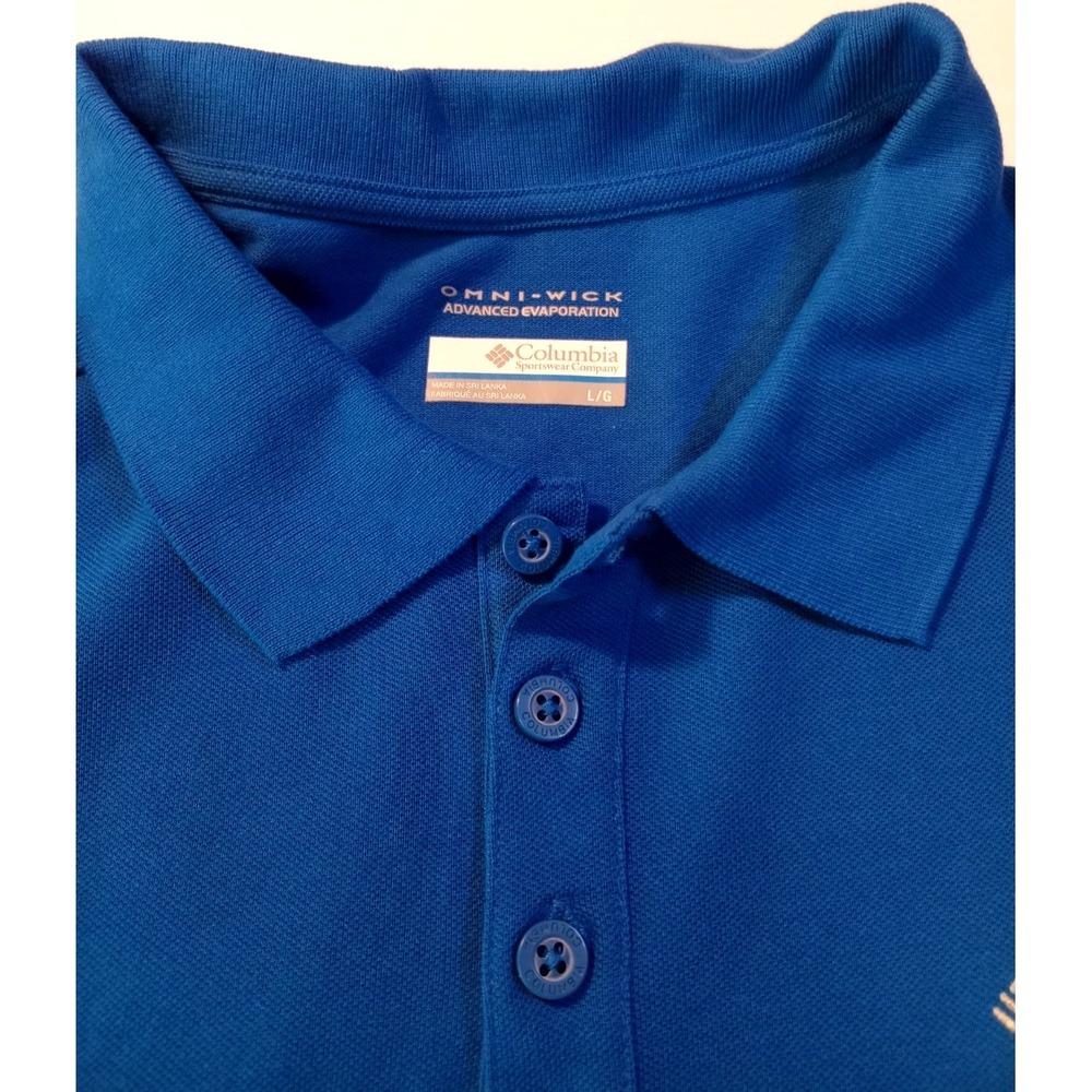 Men's Columbia Omni Wick Polo Shirt, Large, Royal Blue,‎ Advanced Evaporation - Picture 2 of 5